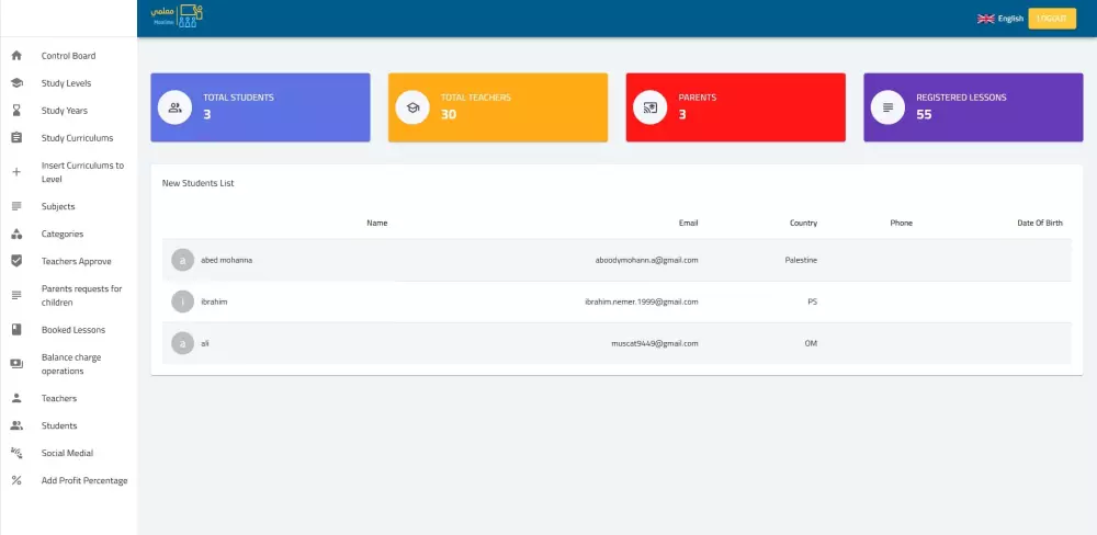 برمجة و تطوير لوحة تحكم و ربط api باستخدام React , Next.js
