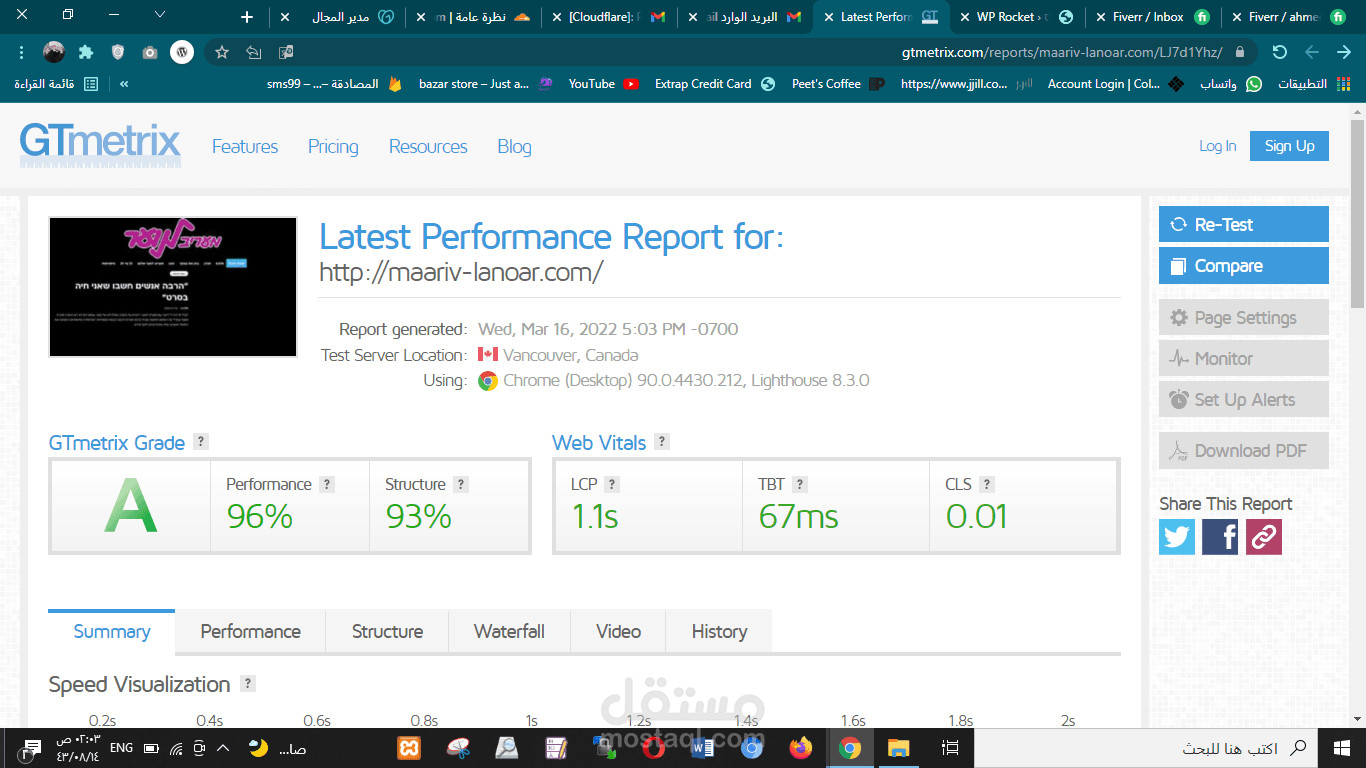 تسريع مواقع الويب لاعلى سرعة ممكنة فوق 90% بنجاح