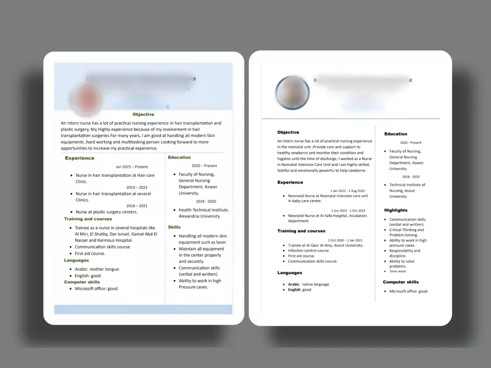 كتابة و تصميم سيرة ذاتية CV احترافية متوافقة مع نظام الـ ATS.