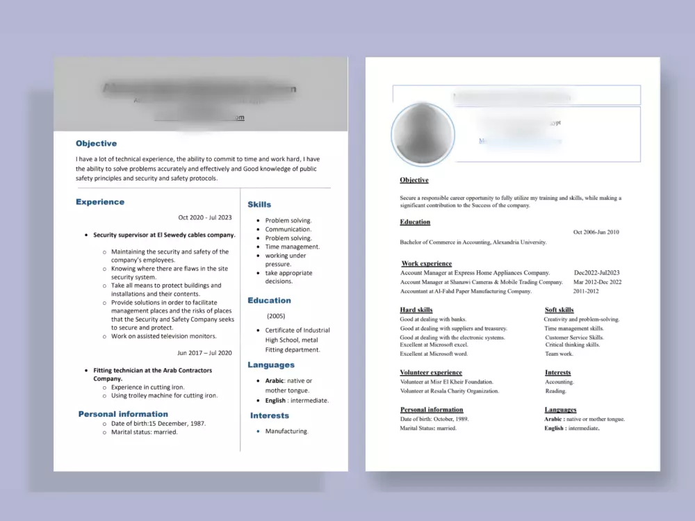 كتابة و تصميم سيرة ذاتية CV احترافية متوافقة مع نظام الـ ATS.
