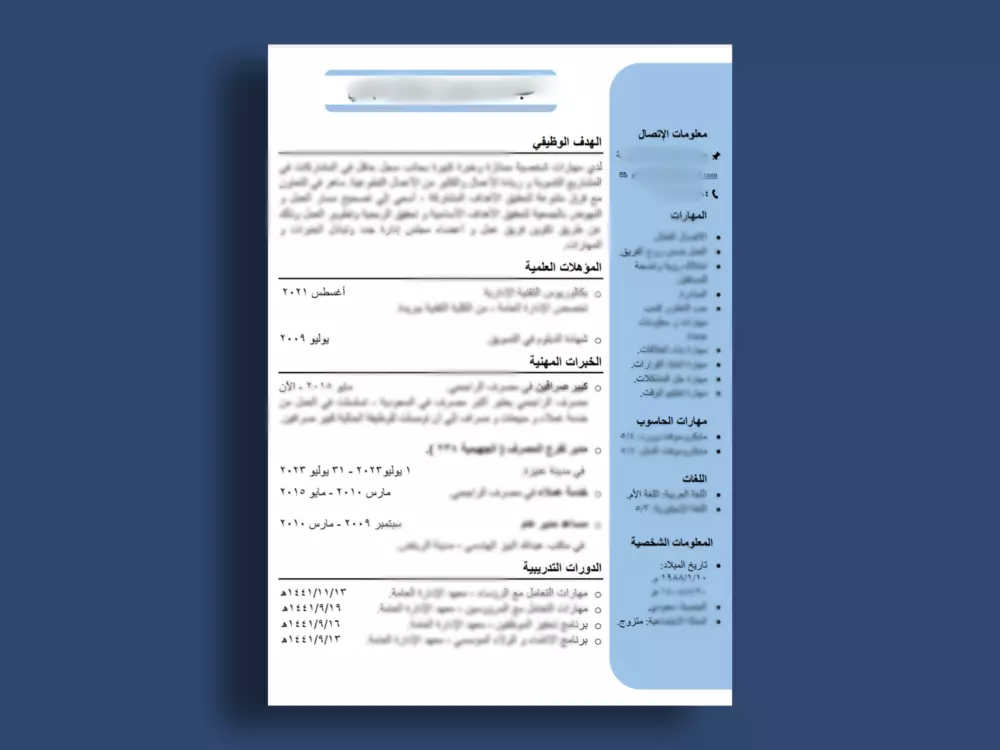 كتابة و تصميم سيرة ذاتية CV احترافية متوافقة مع نظام الـ ATS.
