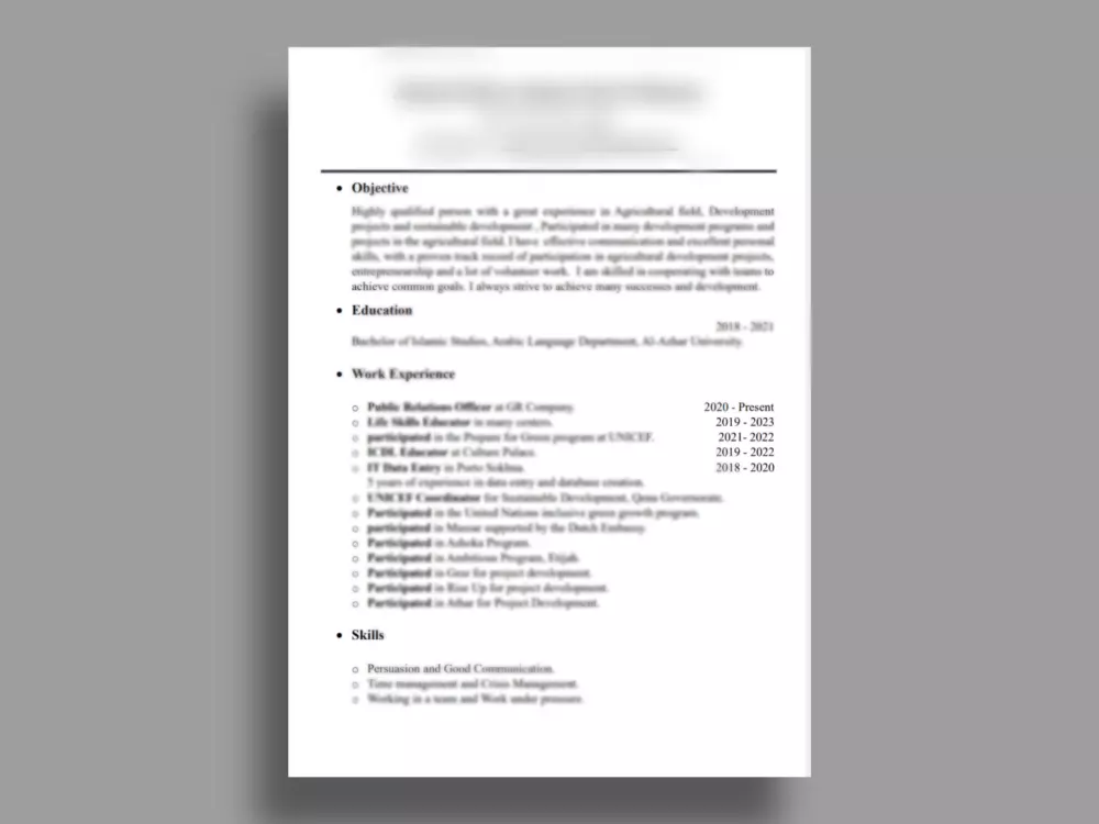 كتابة و تصميم سيرة ذاتية CV احترافية متوافقة مع نظام الـ ATS.