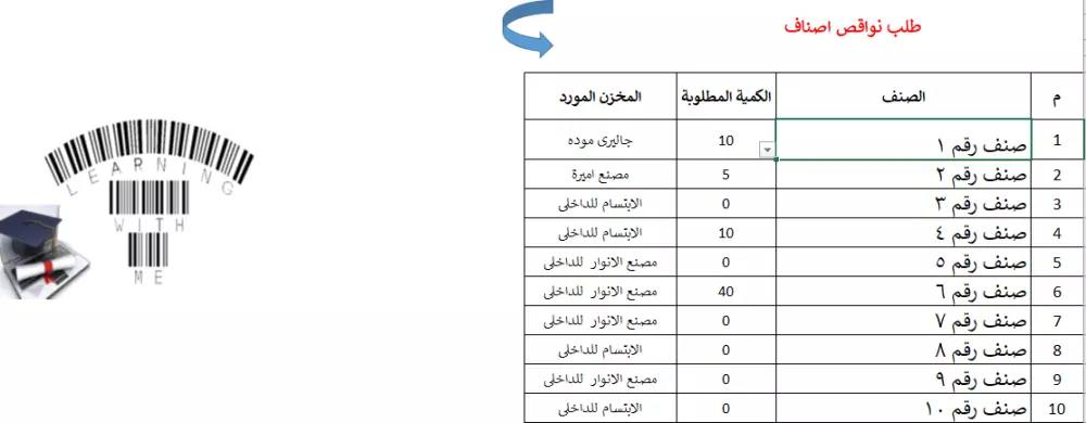 شيت اكسيل لمخزنجى