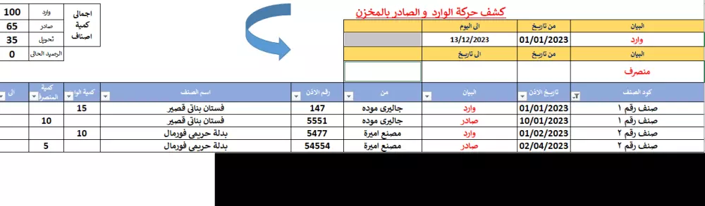 شيت اكسيل لمخزنجى