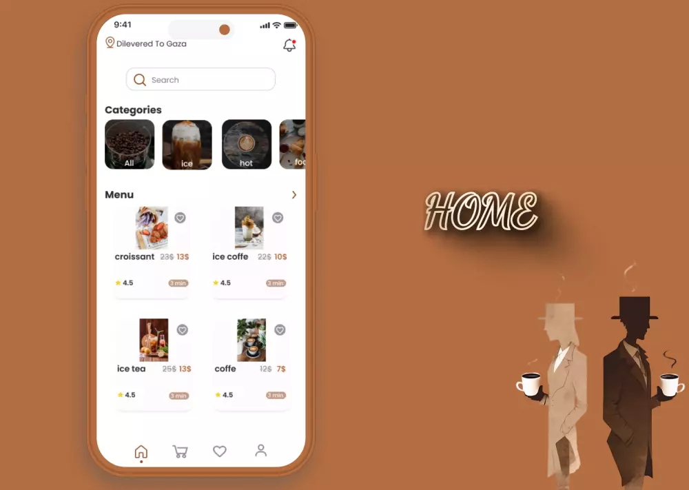 تصميم UXUIلتطبيق قهوه بانواعها