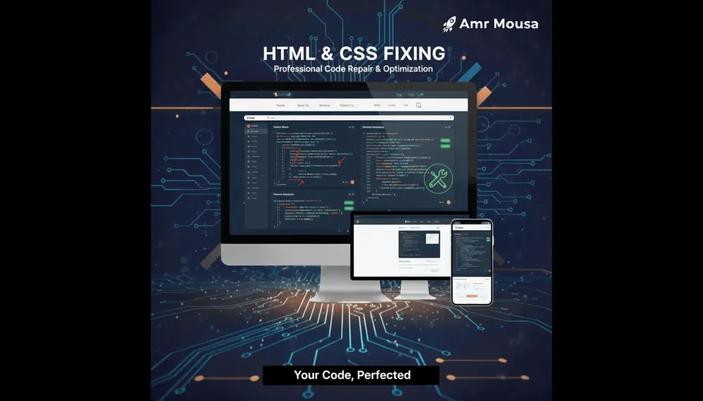 سأقوم بإصلاح أخطاء أو تحسين أكواد HTML و CSSو BootStrap لموقعك باحترافي