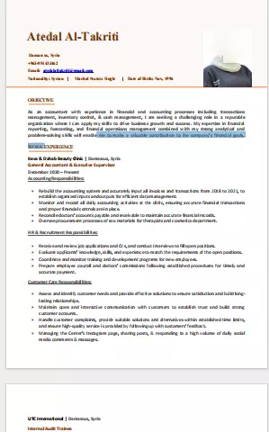 كتابة سيرة ذاتية باللغتين العربية و الانكليزية بطريقة استثنائية متطورة