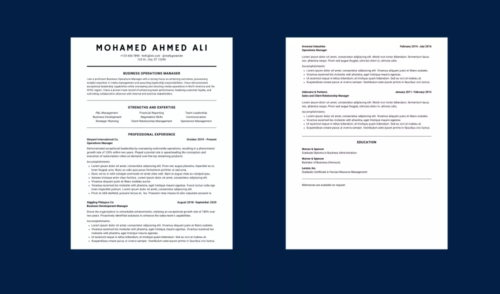 انشاء وتصميم سيرة ذاتية (باللغة الانجليزية والعربية) بنظام ATS