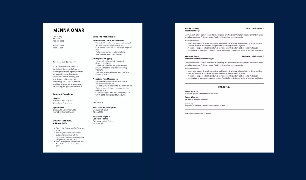 انشاء وتصميم سيرة ذاتية (باللغة الانجليزية والعربية) بنظام ATS