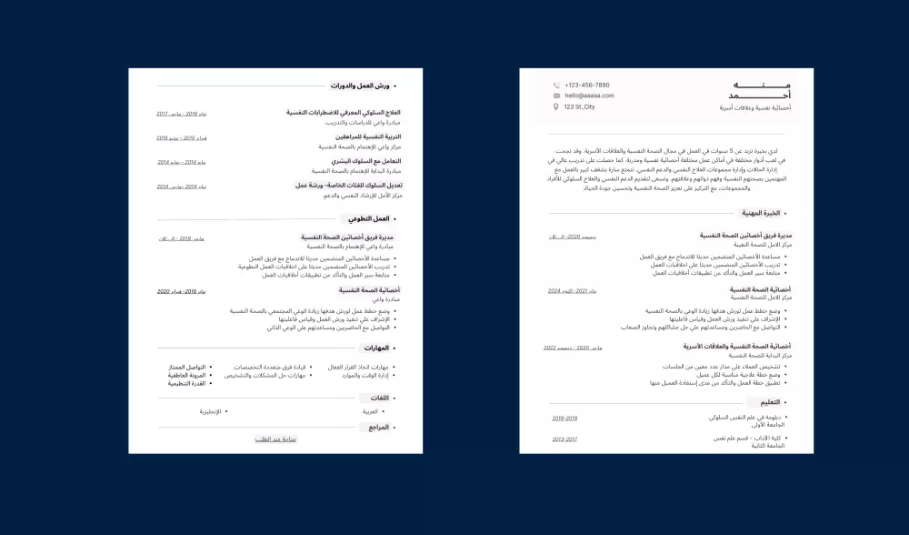 انشاء وتصميم سيرة ذاتية (باللغة الانجليزية والعربية) بنظام ATS