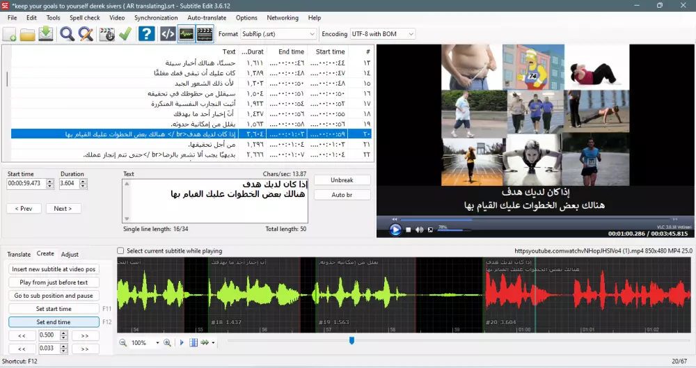 ترجمة مقاطع الفيديو والملفات الصوتية.