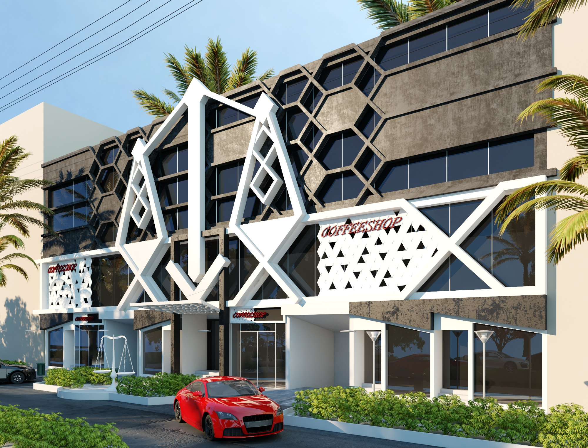 تصميم واجهات خارجية ل مباني و فيلات و مطاعم و محلات