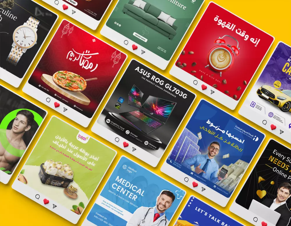 تصميم منشورات سوشيال ميديا إبداعية