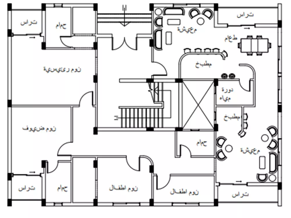 تصميم بلانات اوتوكاد و ريفيت 2D لعمارة سكنية