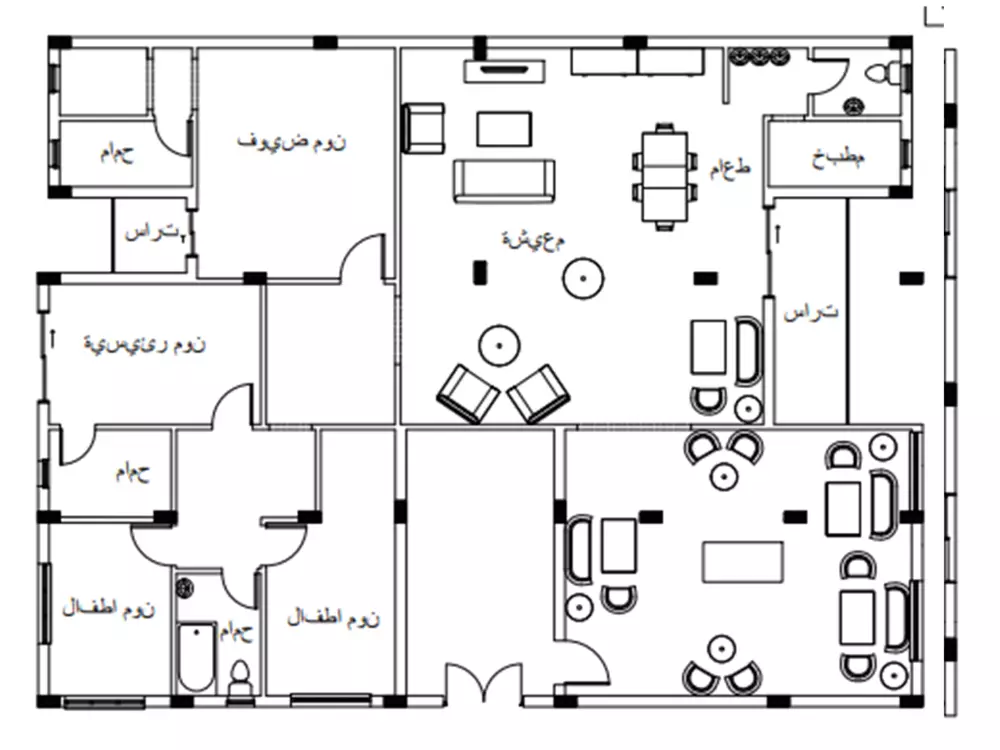 تصميم بلانات اوتوكاد و ريفيت 2D لعمارة سكنية