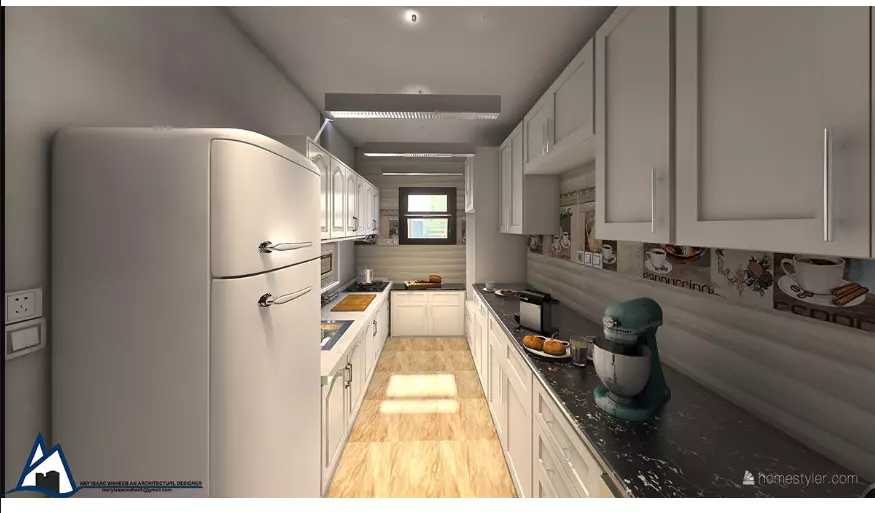 تصميم ديكور داخلى مميز لمطبخ وحمام شقة