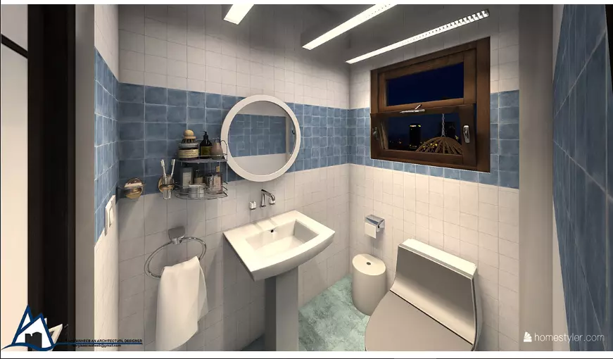 تصميم ديكور داخلى مميز لمطبخ وحمام شقة