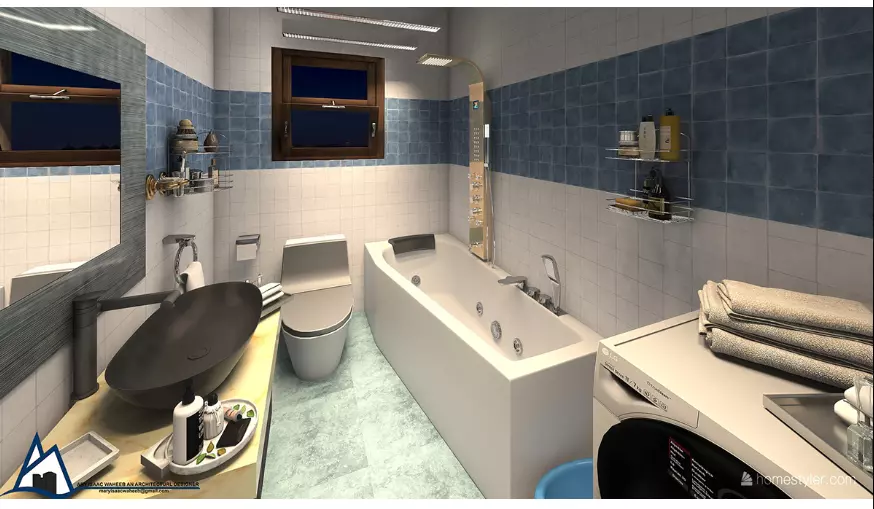 تصميم ديكور داخلى مميز لمطبخ وحمام شقة