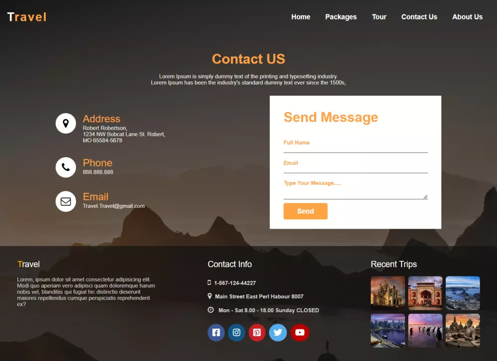 تصميم صفحة اتصل بنا (Contact-US) باستخدام HTML-CSS- JS-PHP