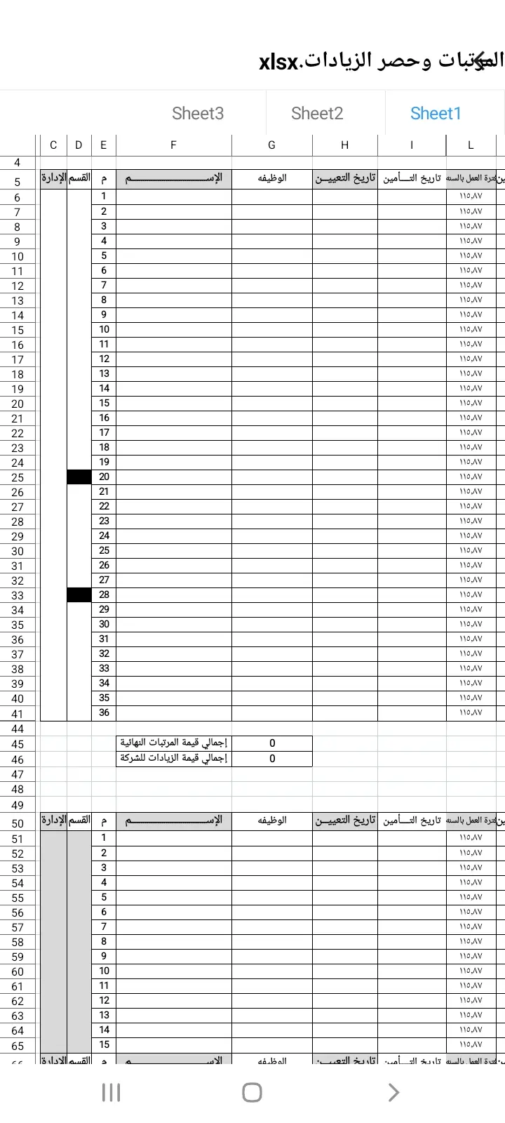 نماذج اكسيل جاهزه للمحاسبين وموظفى الموارد البشرية