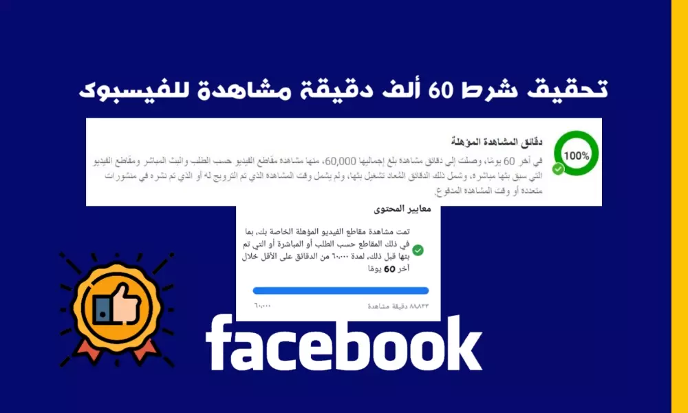 تحقيق شرط 60 ألف دقيقة مشاهدة على الفيسبوك
