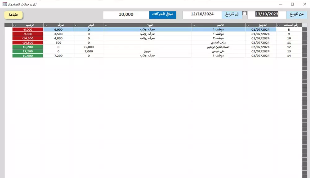 برنامج حسابات الصندوق ورواتب الموظفين