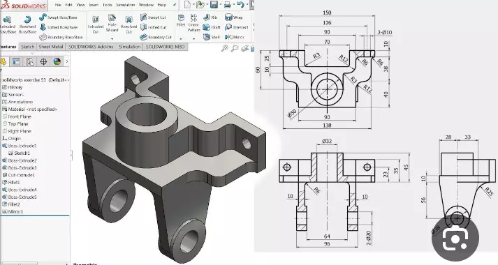 تصميم أجزاء ميكانيكية على برنامج solidworks
