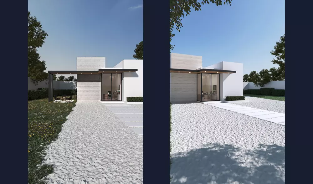 تصميم 3D معمارى لواجهة فيلتك أو شاليه