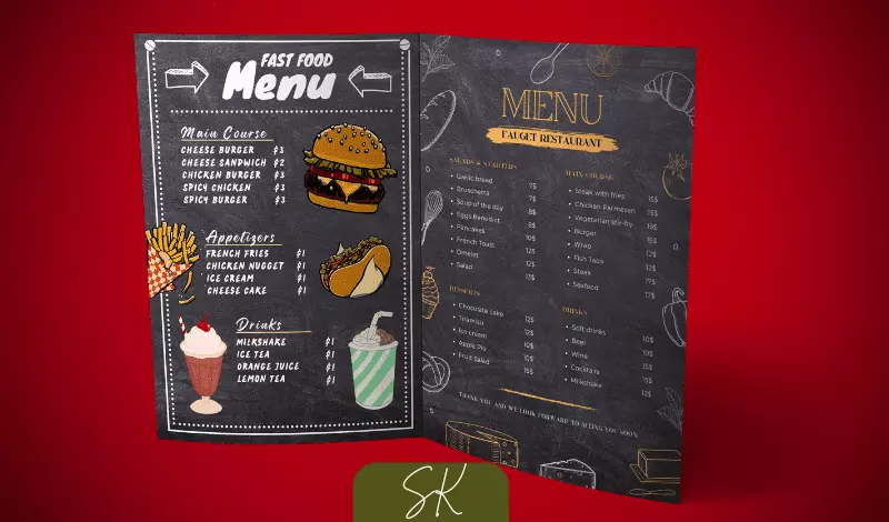 منيو Menu مطاعم أو كوفى شوب جاهز للطبع