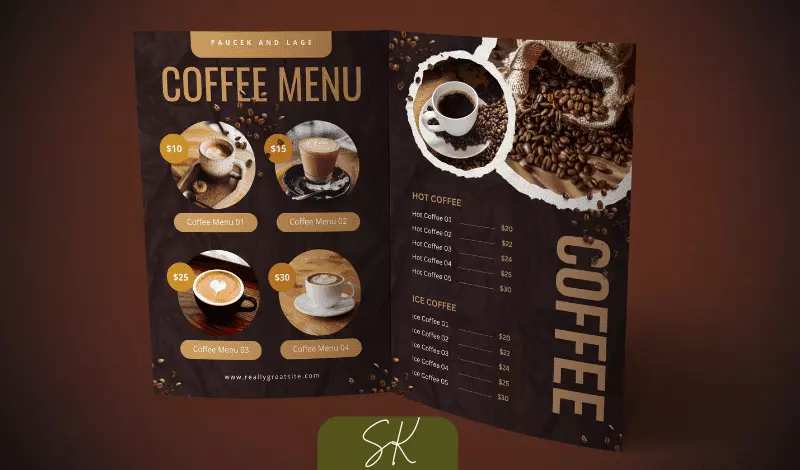منيو Menu مطاعم أو كوفى شوب جاهز للطبع