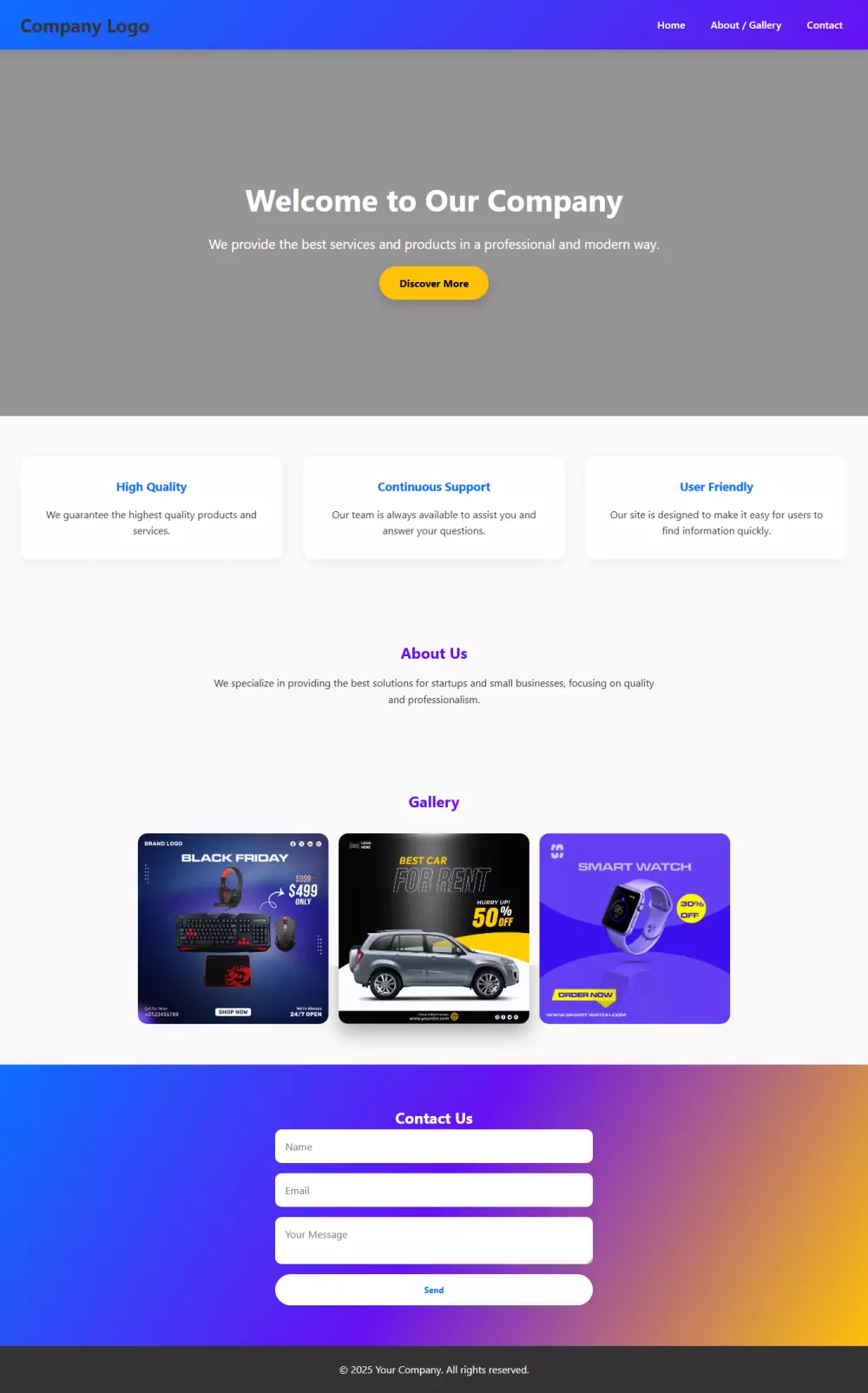 تصميم موقع إلكتروني متكامل ومتجاوب