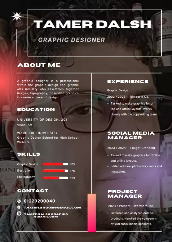 تصميم سيرة ذاتية CV  إحترافية عصريه مميزه