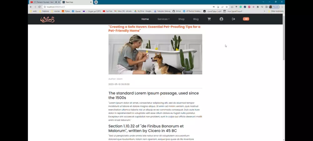 أنشاء موقع الكترونى مميز باستخدام ReactJs