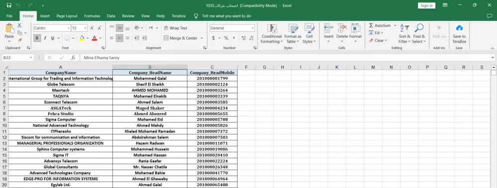 بيانات اصحاب شركات فى مصر