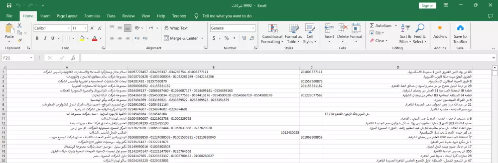 بيانات شركات فى مصر