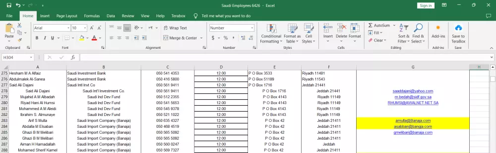 بيانات موظفين سعودين