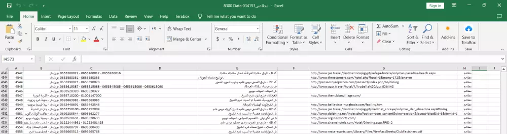 بيانات مطاعم فى مصر