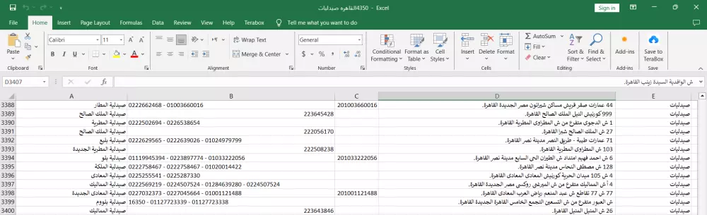 بيانات صيدليات مصريه.