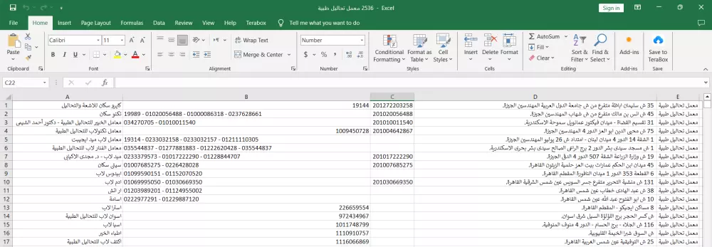 بيانات معامل تحاليل طبيه مصريه