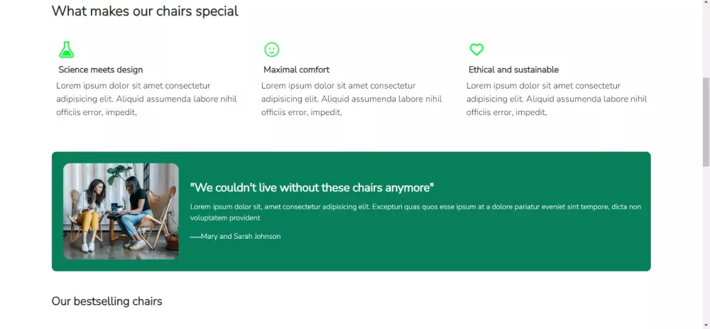 تصميم صفحة هبوط لبيع الاثاث