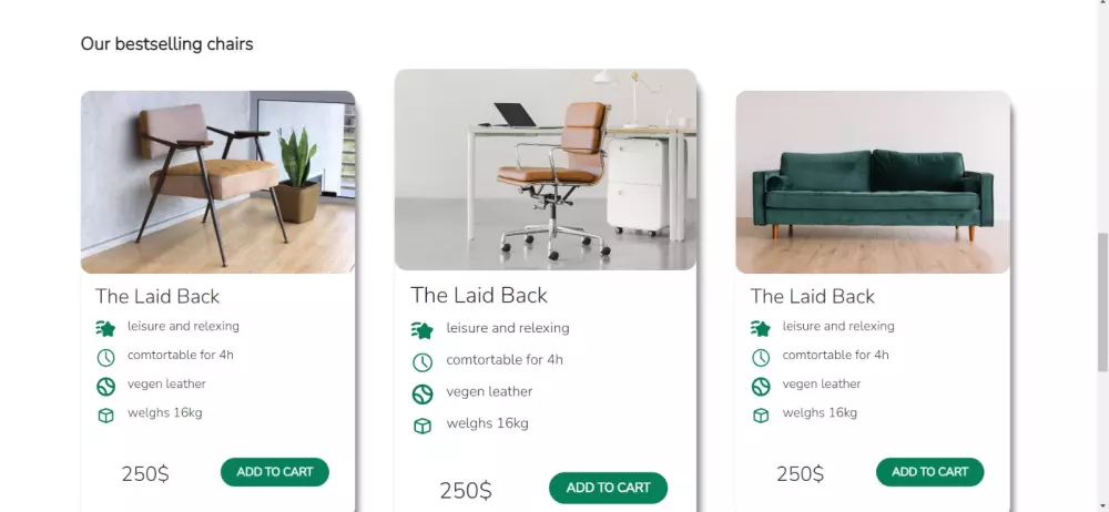 تصميم صفحة هبوط لبيع الاثاث