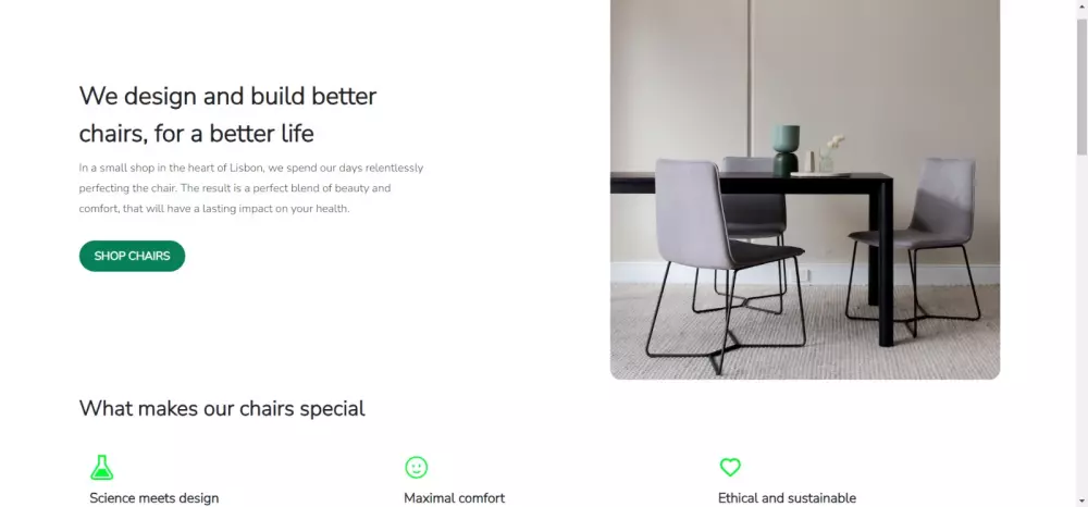 تصميم صفحة هبوط لبيع الاثاث