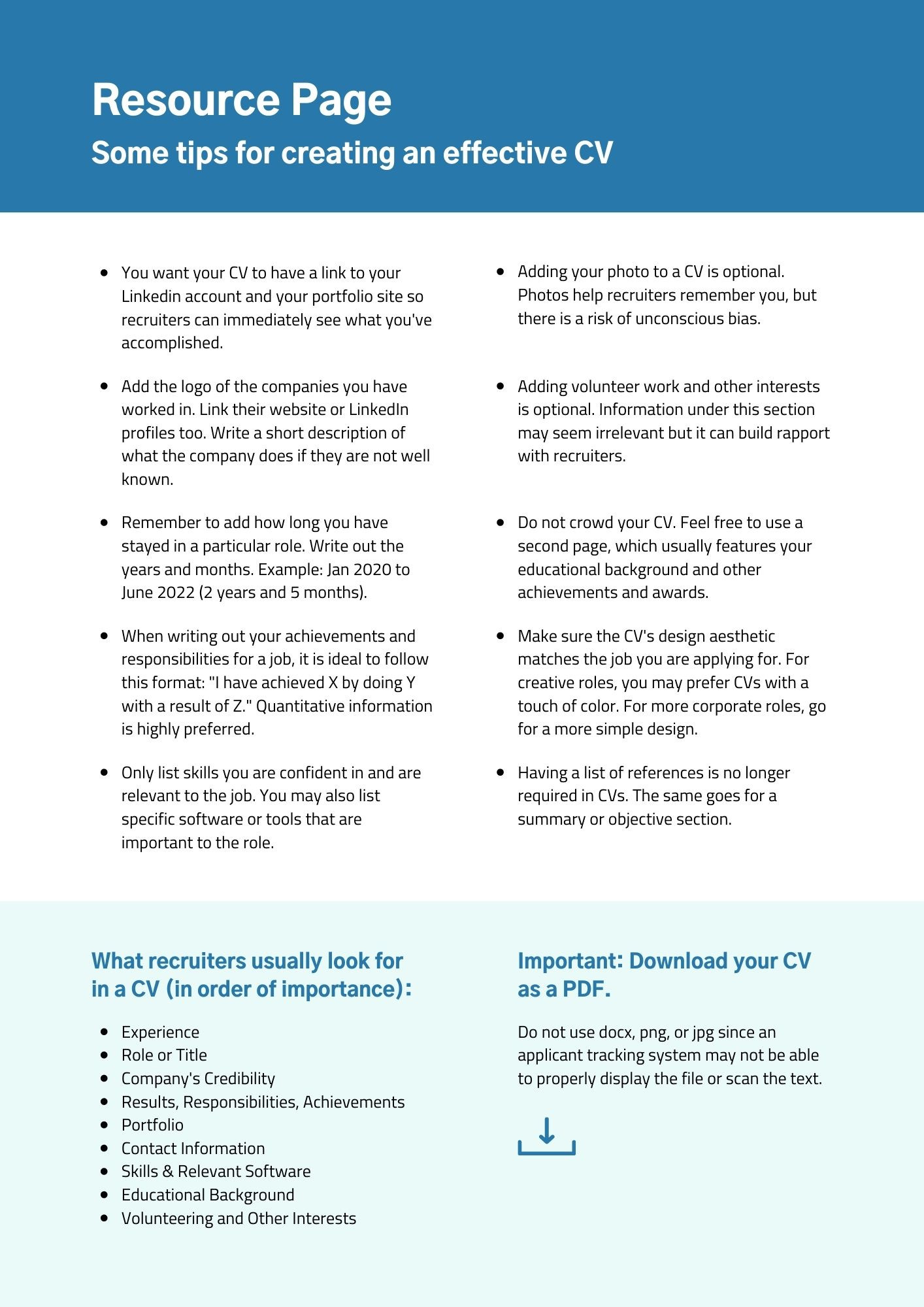 تصميم السيره الذاتيه جميع خبراتك ومهاراتك المختلفه