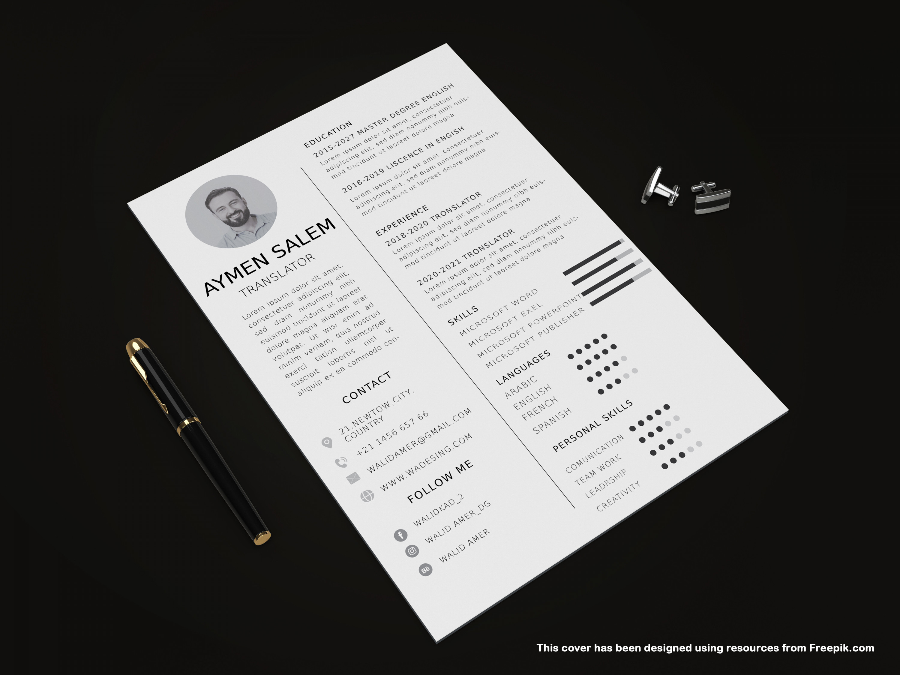 تصميم سيرة ذاتية CV بشكل احترافى ومميز