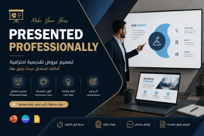 تصميم بريزينتيشن احترافي للشركات والطلاب والمشاريع