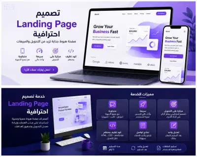 صورة العمل سأقوم بتصميم وتطوير Landing Page سريعة وجذابة لعملائك.