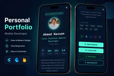 سأقوم بإنشاء تطبيق Protfolio باستخدام Flutter لنظامي Android و iOS