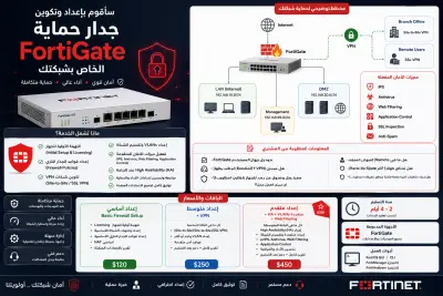 "سأقوم بإعداد وتكوين جدار حماية FortiGate الخاص بشبكتك"