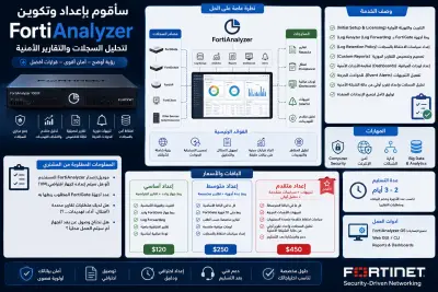 "سأقوم بإعداد وتكوين FortiAnalyzer لتحليل السجلات والتقارير الأمنية"
