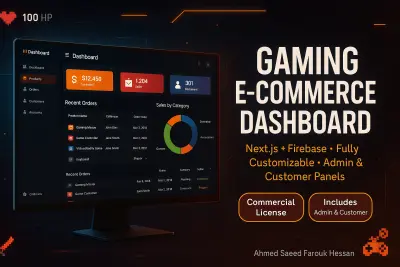لوحة تحكم متجر إلكتروني بتصميم ألعاب قابلة للتخصيص باستخدام Next.js